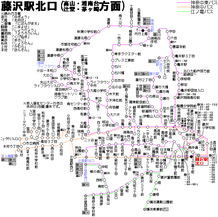 藤沢駅バス路線図 バスのりば案内図
